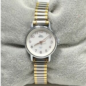 Timex Indiglo Vintage Watch Women Speidel Stretch Band Gold Silver